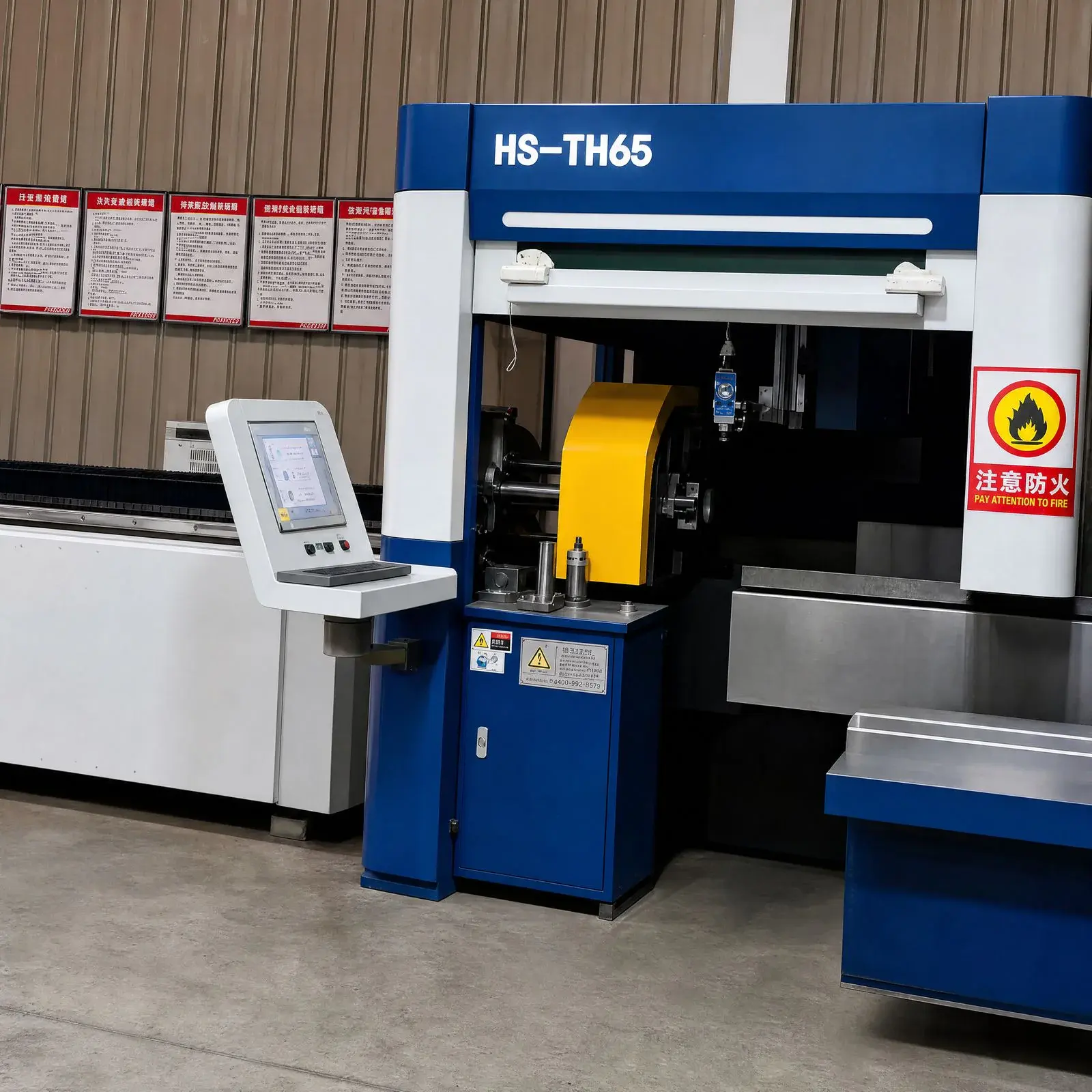 STEELHUI's laser tube cutting machine on the workshop floor.