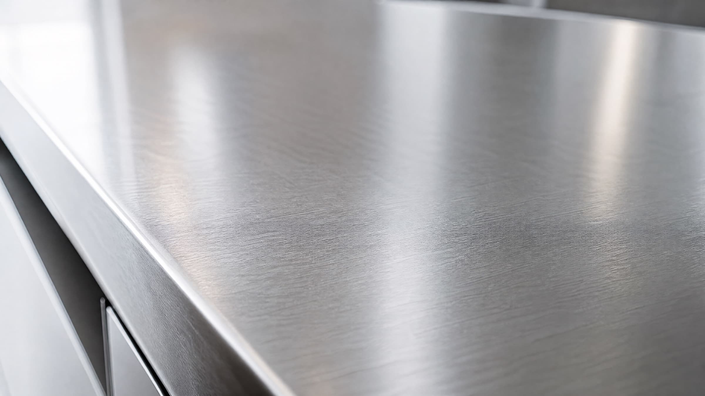 Brushed 321 stainless steel surface in soft natural light