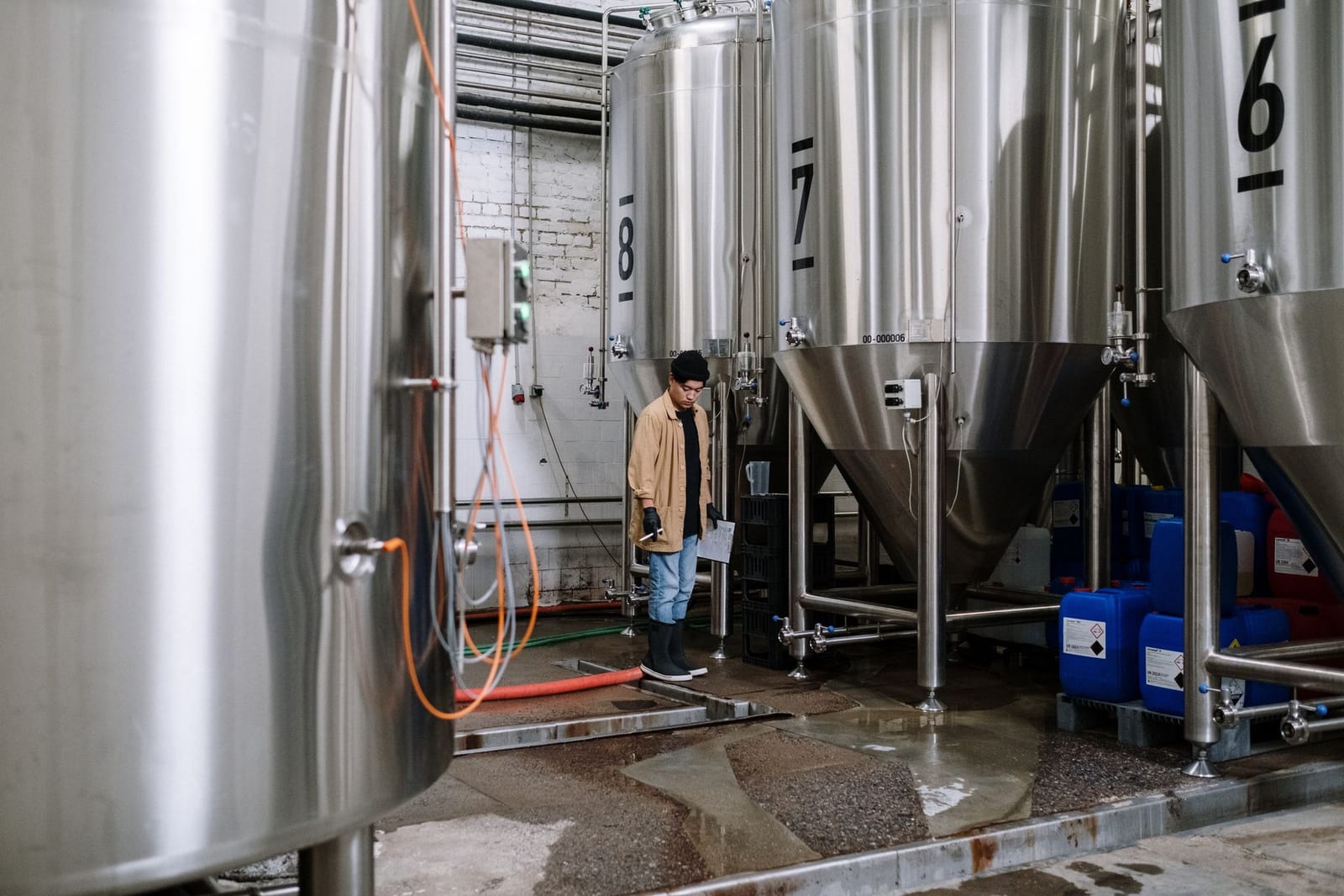 Stainless steel brewery fermentation tanks