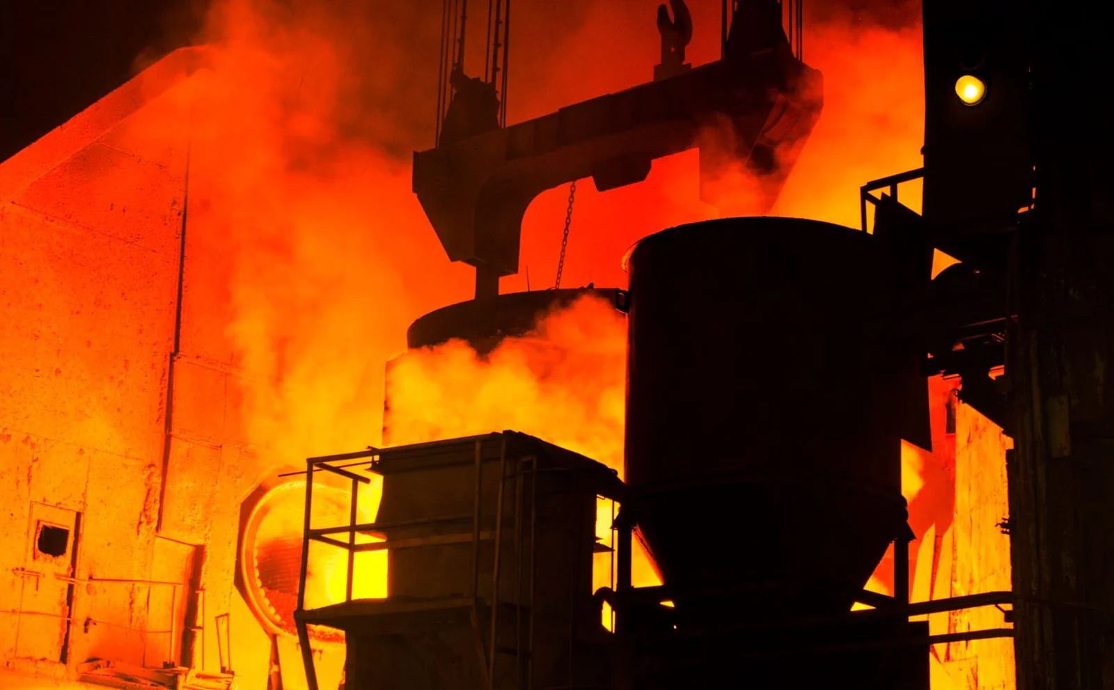 Industrial furnace interior glowing