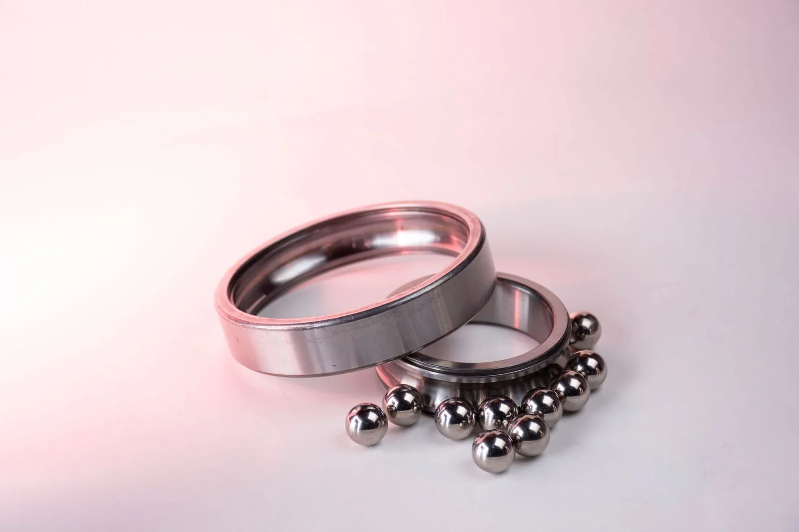 Steel ball bearings closeup